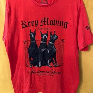 Red Graphic Tee with Black Dog Print